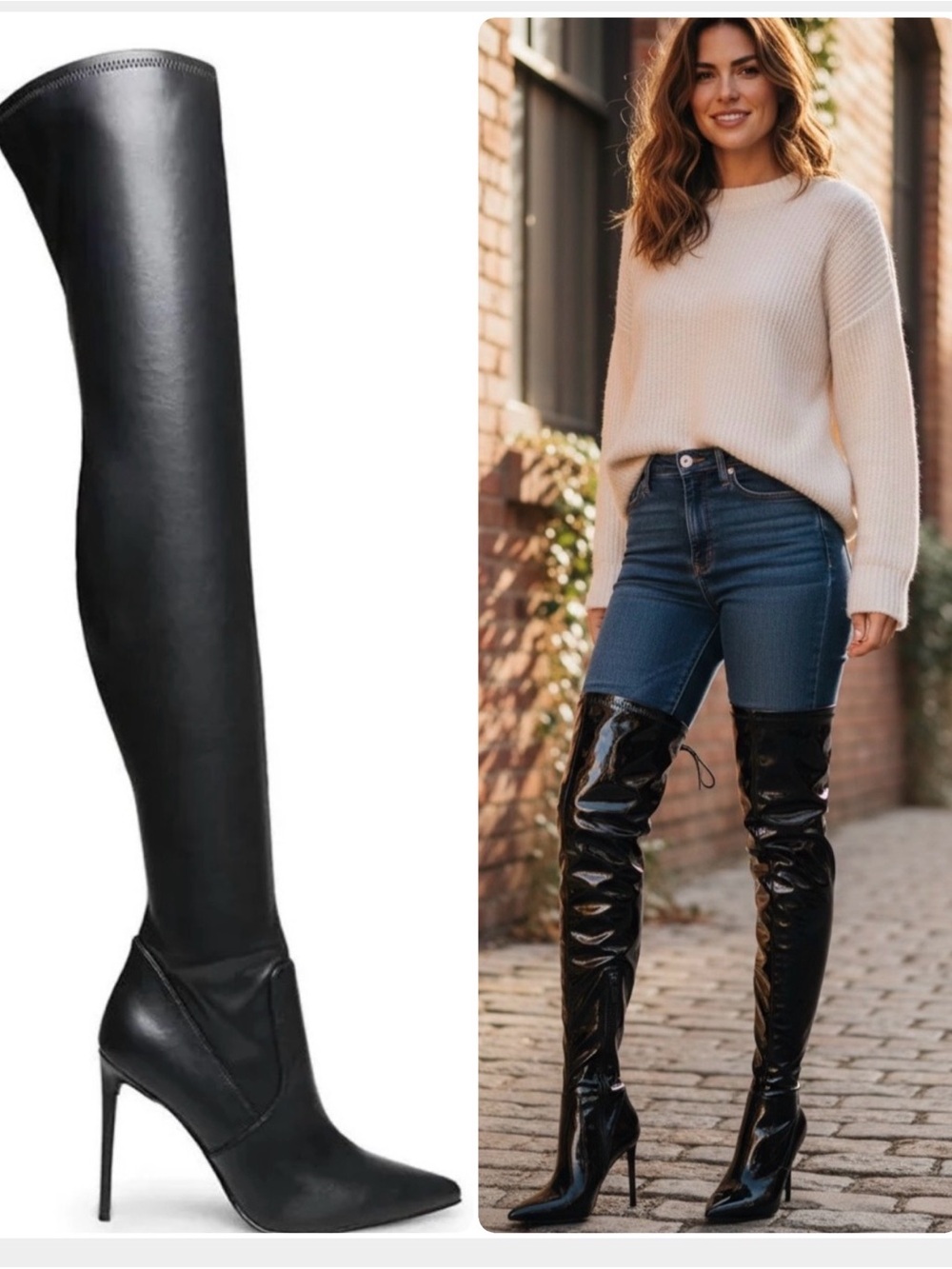Steve Madden Over-the-Knee Black Stiletto Boots - Women